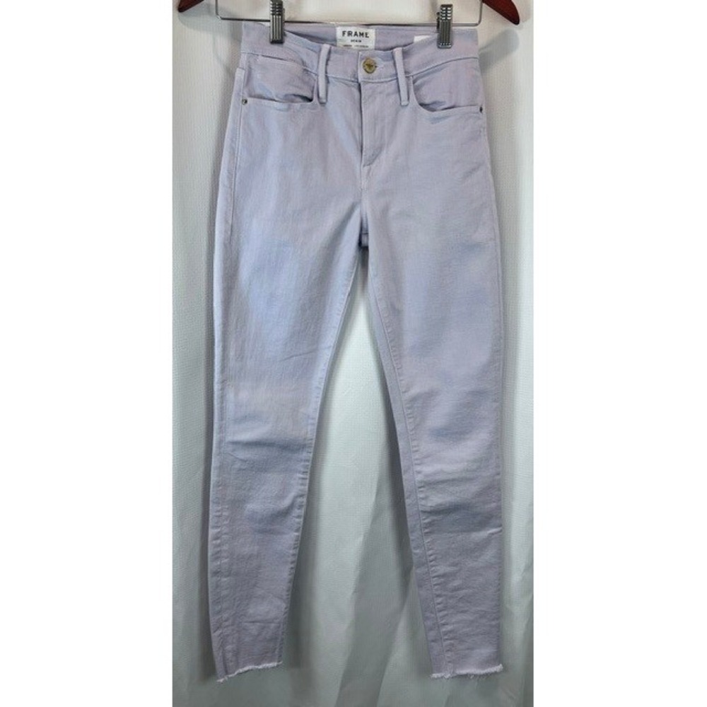 FRAME Denim Le High Skinny Jeans Lavender Light Purple Raw Hem Size 24 US Made